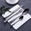 Ensembles de vaisselle noir couverts 4 pièces miroir en acier inoxydable ensemble vaisselle occidentale cuisine couverts cuillère fourchette couteau