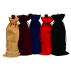 Gift wrap Velvet Red Wine Bottle Bags Covers Drawstring Flannel Wedding Party Gift Packaging Pouch
