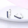 Hoop Earrings 925 Silver Sun And Star Moon Women Fashion Simplicity Earring U-Shape Blue Luxury Zircon Geometry Jewelry