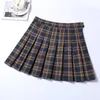 Jupes automne hiver femmes jupe plissée taille haute dames Mini Plaid Harajuku Chic femme courte école fille pli