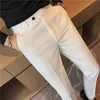 Męskie spodnie Brytyjski styl Pantalon Homme moda 2023 Proste Slim Fit Business Formalne noszenie rozciągnięte biuro spodnie Mężczyźni Ubranie 230307