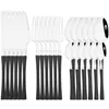 Dinnerware Sets Drmfiy 24Pcs Cutlery Set Mirror Fork Knife Spoon Gold Stainless Steel Western Wedding Tableware Dishwasher Safe