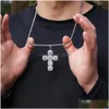 Pendant Necklaces Iced Out Cross Gold Fashion Mens Hip Hop Necklace Jewelry Drop Delivery Pendants Dhgarden Dhmzp