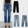 Damen-Jeans, Damen-Jeans, asymmetrisch geschnitten, Vintage-Stil, gerade, Neun-Punkt-Jeans, Damen-Jeans, Hose 230308