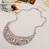 Chains LZHLQ Vintage Ethnic Geometric Hollow Choker Statement Necklace Set Women 2 Colors Zinc Alloy Necklaces Trendy Collares Collier