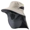 Breda randhattar Upf50 Men's hinkhatt med slöja nackflik avtagbar full antiuv solhattar Långt brim andas andas vandring fiske cap R230308