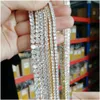 Chains Fl Diamond Cz Bling Jewelry Gold Sier Necklaces Mens Hip Hop Iced Out Cubic Zirzon Tennis Chain Necklace Drop Delivery Dhgarden Dh4Xq