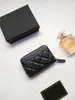 Luxus-C-Modedesigner-Frauen-Kartenhalter falten Klappe klassisches Muster Kaviar-Lammfell Großhandel schwarze Frau kleine Mini-Geldbörse reine Farbe Kieselleder mit Boxen