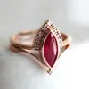 Cluster Rings 2 Pcs/ Set 2023 Rose Gold Pink Oval For Women Fashion Ruby Zircon Ring Wedding Party Jewelry Accessories Wholesale