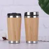 tazas de acero inoxidable de bambú