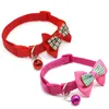 Dog Collars Pets Plaid Cat Collar Safety Buckle Kitten Necklace Adjustable Puppy Chihuahua Bow Tie Cute Bowknot With Bell Pendant