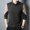 Men's Polos Spring Autumn Splicing Mens Designer Clothes Long Sleeve Men's Shirt Fashion All-match T-Shirt Business Tops Basic Polo 230308