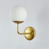 Wall Lamp Gold Sconce Lighting Black Bathroom Light Fixture Modern Indoor Bedroom Lights With Matte Globe Glass Shades