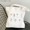Shoppingväskor kvinnor shoppare väska botanisk landsbygden kosmos blommor harajuku duk tjej handväska axel dam