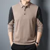Men's Polos Spring Autumn Splicing Mens Designer Clothes Long Sleeve Men's Shirt Fashion All-match T-Shirt Business Tops Basic Polo 230308
