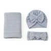 Baby Mädchen Jungen Wrap Swaddle Decken Neugeborenen Stirnband Cap Wrap 3 stücke set Infant Schlafen Swaddling Quilts YFA3423