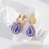 Boucles d'oreilles pendantes en laiton avec argent Sterling 925, boucles d'oreilles en cristal coloré en forme de larme pour femmes et filles, bijoux élégants, cadeau féminin