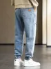 Herren-Jeans, Herren-Cargo-Jeans, Baggy-Jogger, modisch, Schwarz, Blau, Grau, Streetwear, gestreckte Baumwolle, Denim, Haremshose, Übergröße, 8XL, 230308