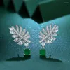 Brincos de luxo de luxo 925 Sterling Silver Grow for Women Sparkling Diamond feminino jóias finas Emerald Stone Gifts