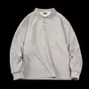 Мужские Polos Maden Spring Vintage Огромные рубашки Polo для мужчин Бизнес-повседневный сплошной футболка с длинным рукавом Стильные лацка