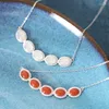 Chains XL344 ZFSILVER S925 Sterling Silver Hetian Jade South Red Agate Turquoise Long Oval Necklace For Girl Women Wedding Jewelry Gift