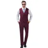 Men's Suits Burgundy Men's Wedding Party / Evening 3 Piece Solid Colored Standard Fit Single Breasted One-button 2023