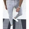 Pantalon à carreaux pour hommes, coupe cintrée, jambe droite, jogging décontracté, Hip Hop, survêtement, Streetwear, crayon, vêtements d'hiver