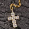 Pendant Necklaces Iced Out Cross Gold Fashion Mens Hip Hop Necklace Jewelry Drop Delivery Pendants Dhgarden Dhmzp