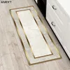 Carpet Luxury Rug For Bedroom Rectangular Border Gold Carpet Runner Long Modern Decoration Home Bedside Kitchen Floor Mats Set Doormat 230308