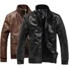 Men's Jackets Mens Leather Motorcycle Stand Collar Casual Black Jacket Coat;jaquetas Masculina Em Couro;motocicleta Chaqueta De Los Hombres