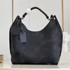 Carmel Hobo Bag Black Perforated Mahina Leather Handbag Silver-färg Hårdvara Magnetisk stängning Tote Luxury Designer Väskor Handväskor 2023 Ny