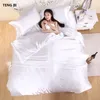 Bedding sets 100% pure satin silk bedding set Home Textile King size bed set bedding duvet cover flat sheet pillowcases Wholesale 230308