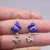 Pendientes colgantes de plata real 925 para mujeres femenino lapiseta natural Lazuli Gemstone Butterfly Hook National Style Hook