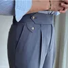 Pantaloni da uomo Italiani Formali da solo Hombre Abito alla caviglia Pantaloni sociali dritti a vita alta britannici 230313