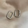 Hoop Earrings Badu Silver For Women Geometric Square Circle Metal Huggies Ear Buckle Punk Jewelry 2023 Trendy