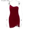 Casual Dresses Ah Yuan Spring 2023 Dress Low Cut Mini Female Tight One-shoulder Strap With No Back