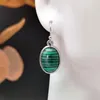 Dangle Earrings Fashion Green Beads Ball Stone For Women Luxury Silver Color Striped Watermelon Rind Pattern