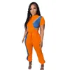 Women Designer Summer Outfits Tracksuits Two Piece Sets Short Sleeve T-Shirt och Loose Pants Sportwear Casual Patchwork Clothing