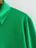 Women's Blouses XEASY 2023 Women Fashion Green Shirt Casual Long Sleeve Single Breasted Lapel Female Chic Tops