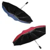 Paraplu's K3NA Automatische omgekeerde vouwparaplu met veiligheidsreflecterende strip LED -licht 10 rib