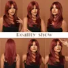 Synthetic Wigs Easihair Orange Red Synthetic Wigs Long Straight Wine Natural Hair Wig for Women with Bangs Cosplay Heat Resistant 230227