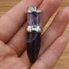 Charms Natural Stone Pendant Cone Shape Amethysts Tiger Eye Diy Jewerly Necklace Gift 16x52mm