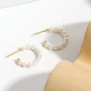 Hoop Earrings Korean Version Ins Niche Design Sense Simple Temperament All-match Mini Pearl 925 Silver Female