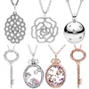 Collana Pandora in argento 925 con pendente cuore gioielli moda donna pizzo scintillante fiore rosa chiave regale luna e stella con cristallo