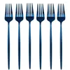 Dinnerware Sets 6Pcs Gold Stainless Steel Dessert Fork Set Colourful Tableware Flatware Long Handle Mirror Cutlery Kitchen Accessories