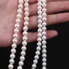 Chains Wholesale Natural White 6-6.5/6-7mm Round Freshwater Pearl Strands For Jewelty Making