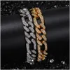 Chain Iced Out Figaro Bracelet 1M Bling Miami Cuban Link Fl Rhinestones Hiphop Mens Hip Hop Jewelry Drop Delivery Bracelets Dhgarden Dhnfy