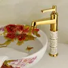 Rubinetti per lavabo da bagno Rubinetti in stile europeo in rame dorato e miscelatore per rubinetto monoforo con acqua fredda