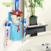 Portaspazzolino ECOCO Creativo Cartoon Montaggio a parete Dispenser automatico di dentifricio per ragazzo Porta bambini 2 Spazzolini da denti Accessori da bagno Set 230308