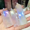 Decoratieve beeldjes 1 van de natuurlijke Aura Rose Quartz Crystal Point Wand Healing Stone Energy Home Decoratie Reiki gepolijste Chakra Tower